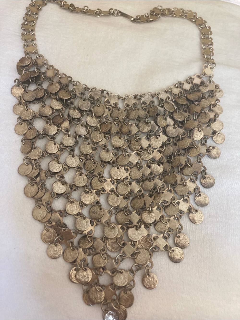 Mesh Antiqued Gold Tone Vintage Ethnic Statement Necklace